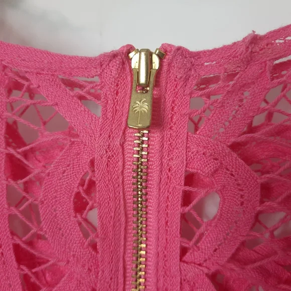 LILLY PULITZER Lace Cotton Dress MarieKate Scalloped Battenberg Pink NEW S - Picture 5 of 10